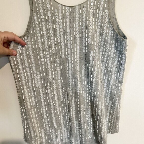 Joe's Jeans Gray Sequin Tank Top - Size: Small - Picture 6 of 7